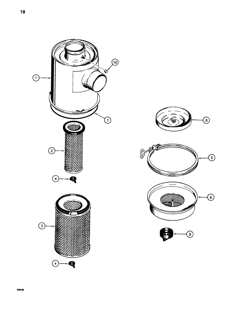 Схема запчастей Case 1280 - (018) - AIR CLEANER COMPONENTS (01) - ENGINE