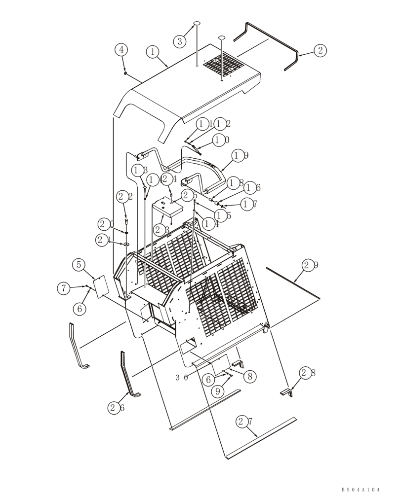 Схема запчастей Case 60XT - (09-25) - CANOPY, ROPS - FRAME AND SEAT BAR (09) - CHASSIS