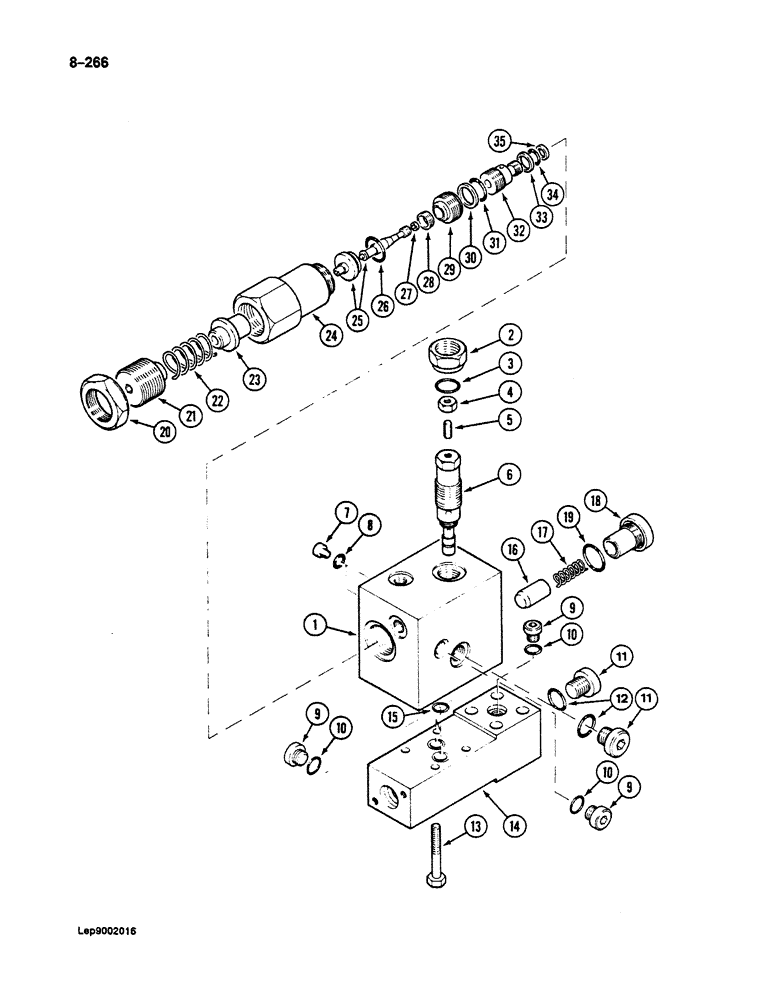 Схема запчастей Case 125B - (8-266) - CRANING VALVE, USED WITH BOOM CYLINDER CIRCUIT (08) - HYDRAULICS