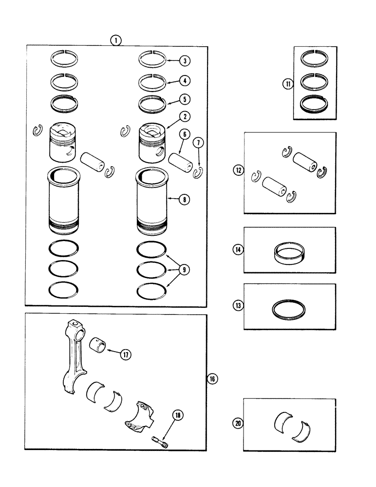 Схема запчастей Case 40 - (026) - PISTON ASSEMBLY, 504BDT ENGINE (10) - ENGINE