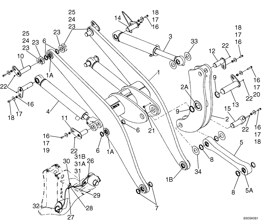 Схема запчастей Case 621D - (09-05B) - FRAME - LOADER LIFT (Z BAR LOADER) - IF USED (09) - CHASSIS