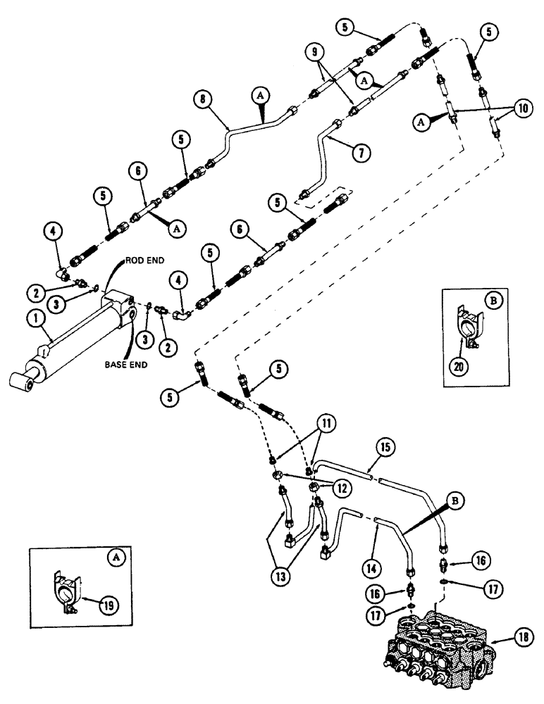 Схема запчастей Case 880B - (248) - "E" BOOM TOOL CYLINDER (07) - HYDRAULIC SYSTEM