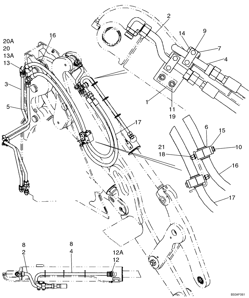 Схема запчастей Case 621D - (08-05D) - HYDRAULICS - LOADER BUCKET (XT LOADER) - LEFT SIDE - IF USED (08) - HYDRAULICS