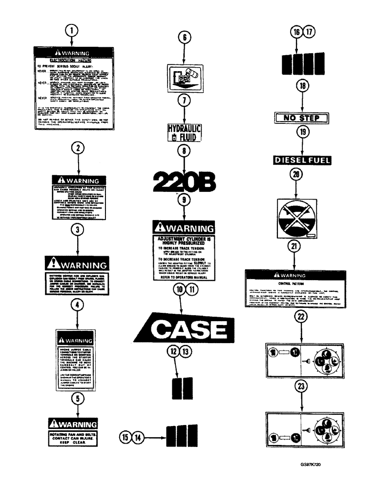 Схема запчастей Case 220B - (9-120) - DECALS, P.I.N. 03201 AND AFTER (09) - CHASSIS