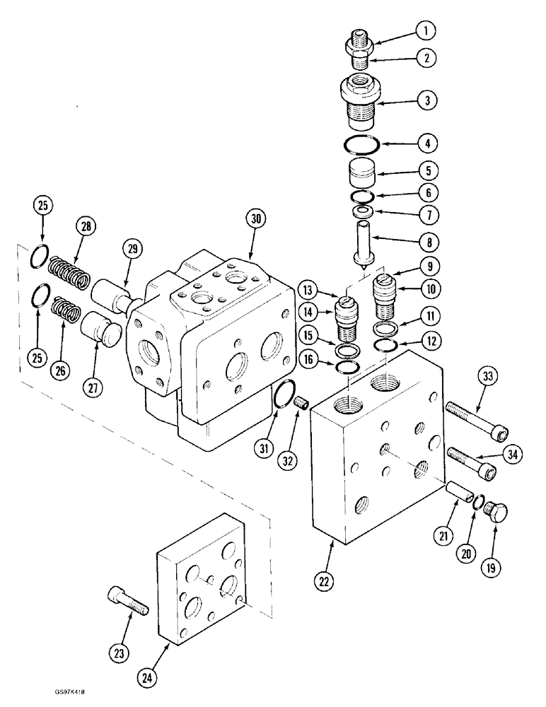 Схема запчастей Case 170C - (8-138) - POWER SENSING VALVE (08) - HYDRAULICS