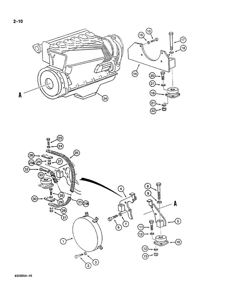 Схема запчастей Case 125B - (2-10) - ENGINE, MOUNTING & ADAPTING PARTS, P.I.N. 74251- 74963, 21801-21868, 26801 AND AFTER (02) - ENGINE