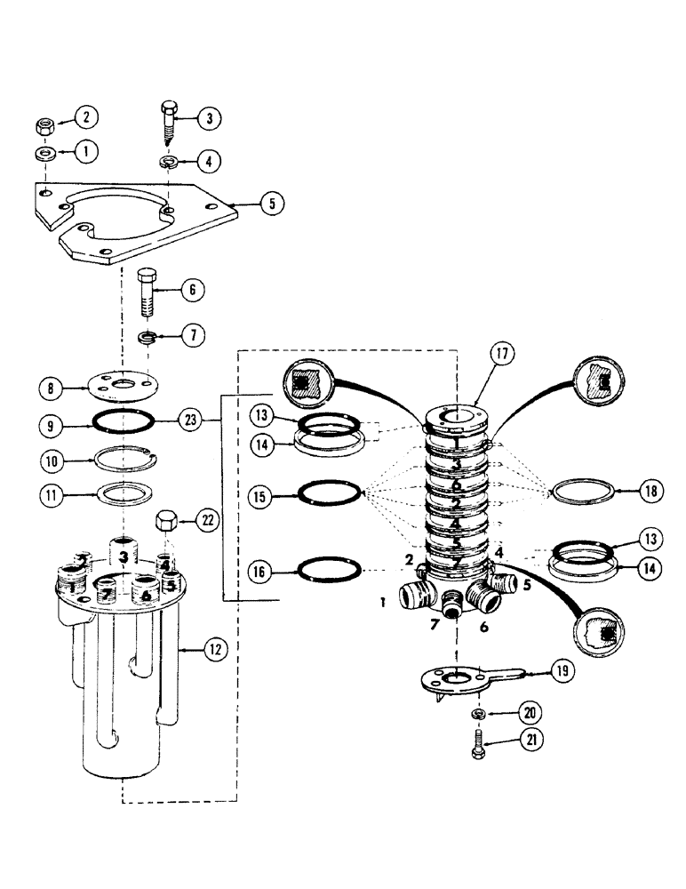 Схема запчастей Case 50 - (218) - 7-PORT SWIVEL AND RELATED PARTS, (S/N 6279926 AND AFTER) (35) - HYDRAULIC SYSTEMS