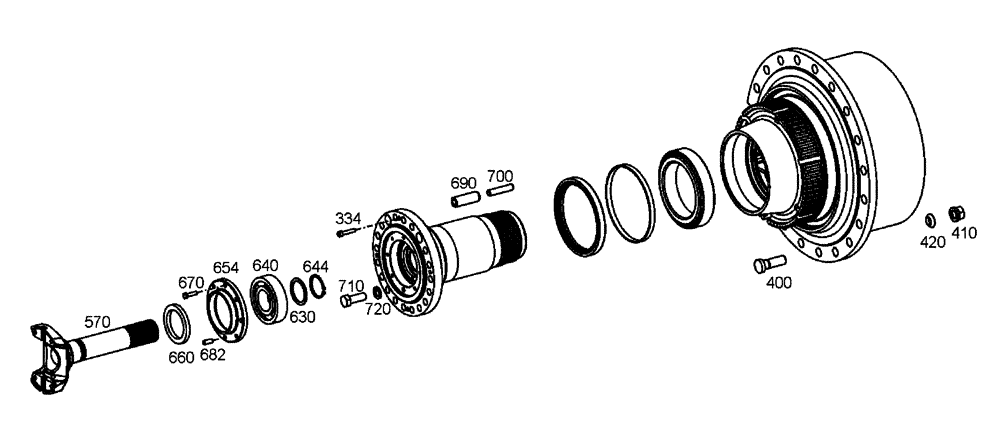 Схема запчастей Case 340 - (30A00000602[001]) - OUTPUT FLANGE (87454712) (25) - FRONT AXLE SYSTEM