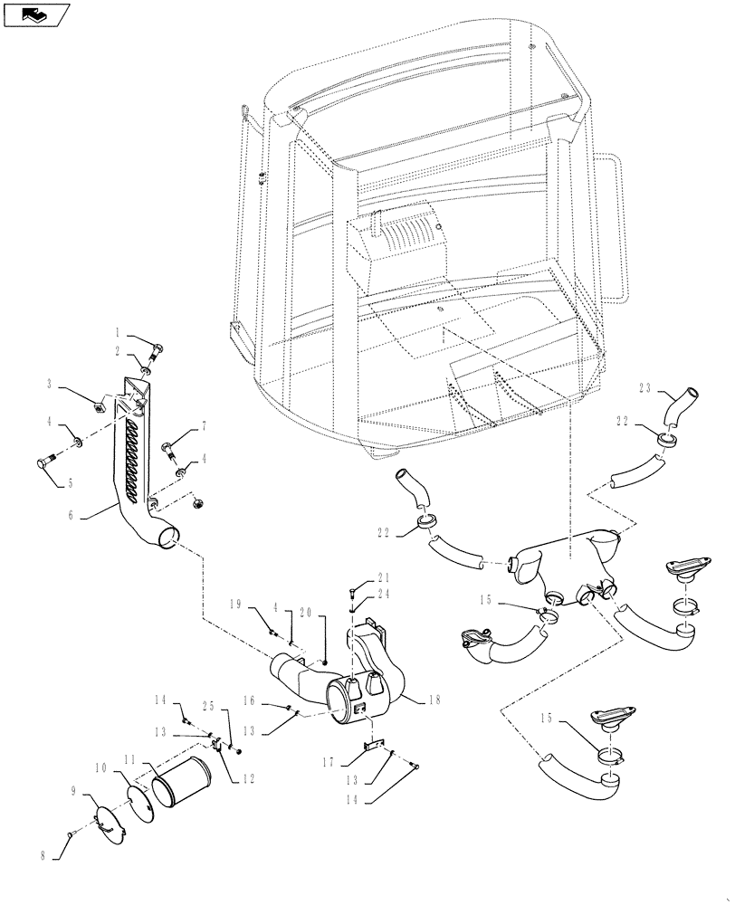 Схема запчастей Case 1121F - (50.206.01[01]) - CAB - HEATER AND AIR CONDITIONING DUCTS (50) - CAB CLIMATE CONTROL