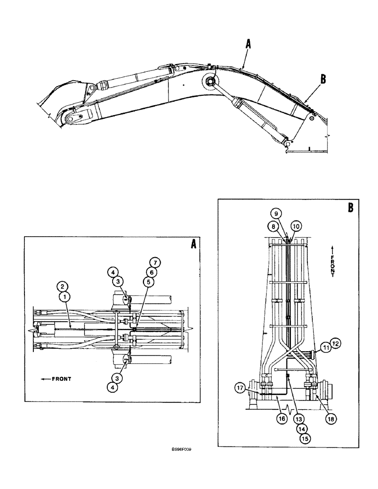 Схема запчастей Case 9060B - (9-064) - BOOM LUBRICATION LINES (09) - CHASSIS