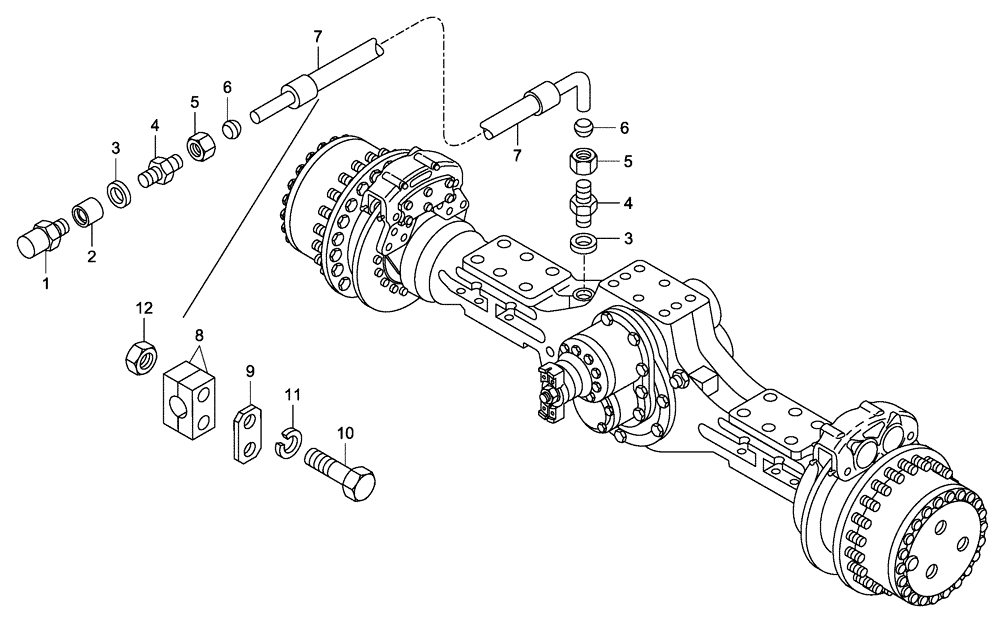 Схема запчастей Case 335 - (33A00010709[001]) - BREATHER AXLE (27) - REAR AXLE SYSTEM