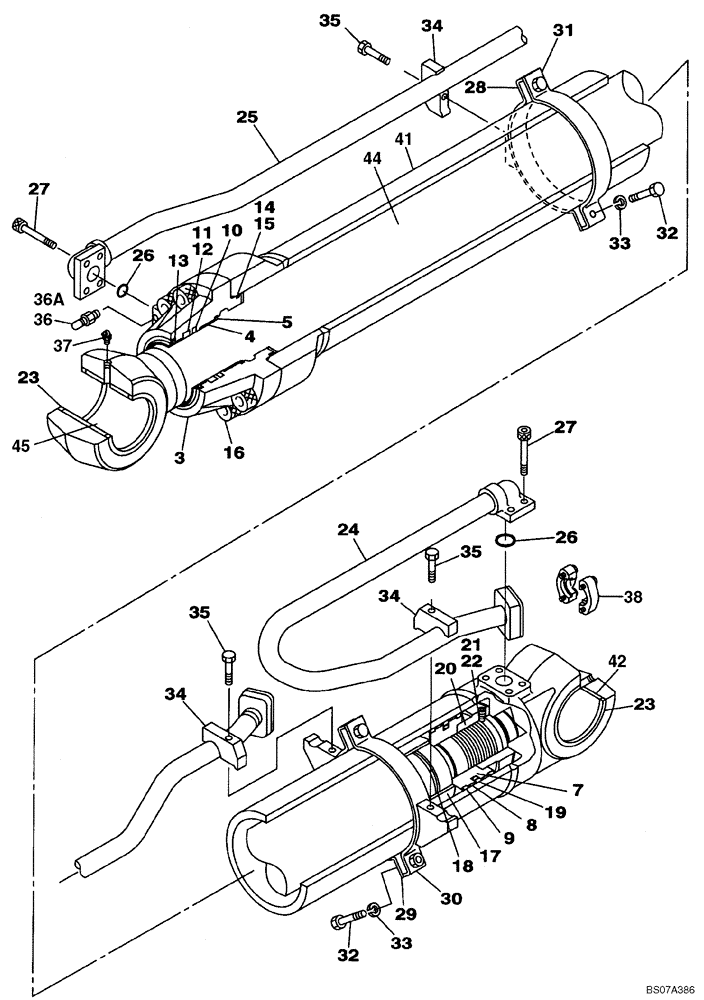 Схема запчастей Case CX460 - (08-97) - CYLINDER ASSY - ARM (08) - HYDRAULICS