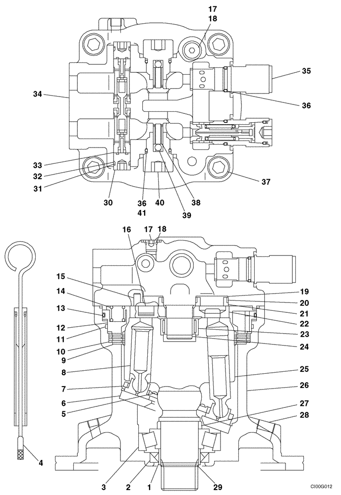 Схема запчастей Case CX160 - (08-56) - MOTOR ASSY - SWING (08) - HYDRAULICS