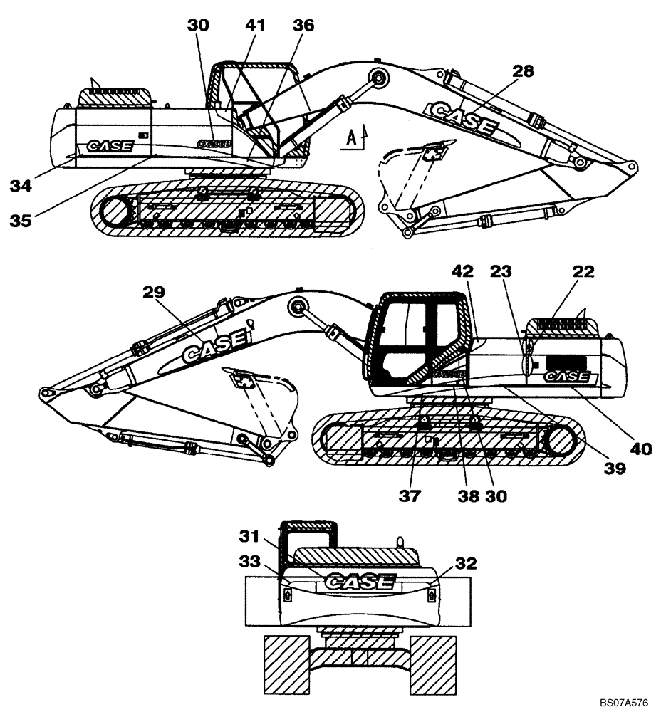 Схема запчастей Case CX290B - (09-46) - DECALS (09) - CHASSIS/ATTACHMENTS