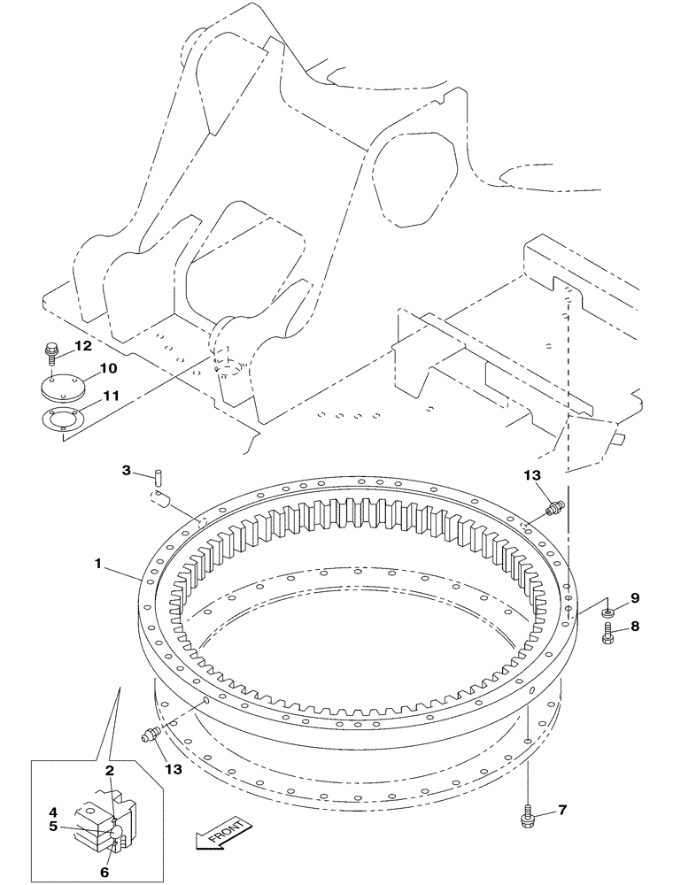 Схема запчастей Case CX350 - (09-003-00[01]) - SWING COMPONENTS (09) - CHASSIS