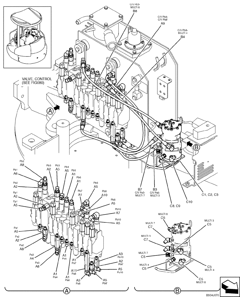 Схема запчастей Case CX36B - (142-17[1]) - CONTROL LINES (MULTI) (35) - HYDRAULIC SYSTEMS