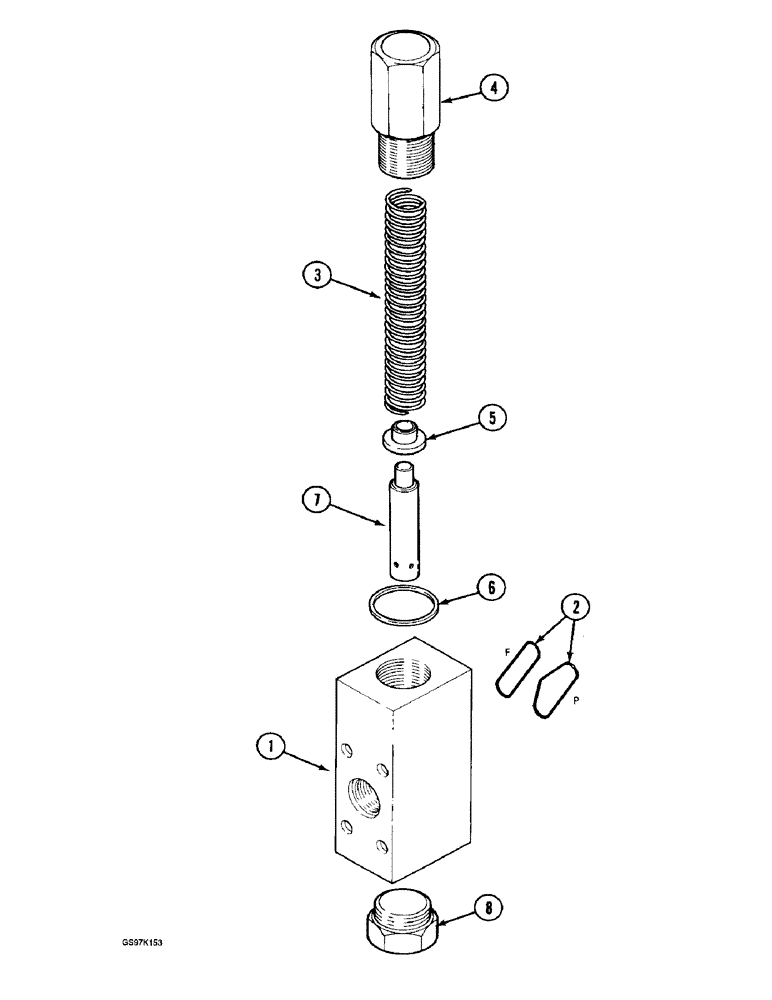 Схема запчастей Case 888 - (8C-56) - PRESSURE REGULATING VALVE (08) - HYDRAULICS