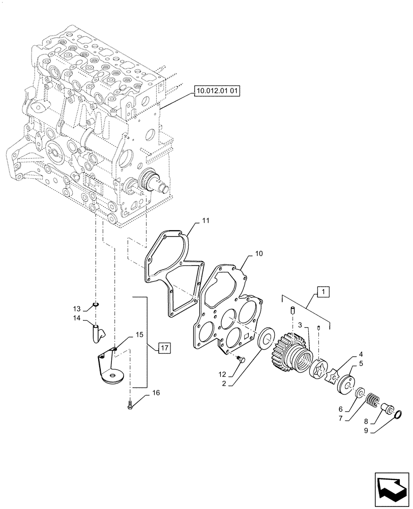 Схема запчастей Case SV185 - (10.304.AC) - OIL PUMP & SUCTION FILTER (10) - ENGINE