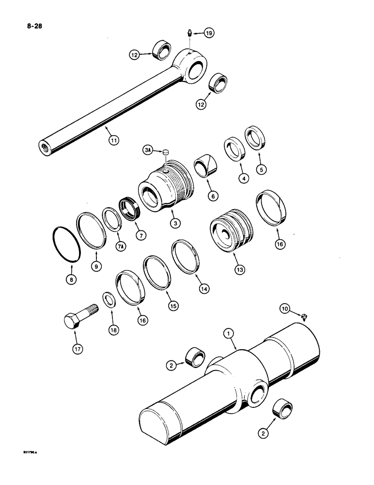 Схема запчастей Case 550 - (8-28) - RIPPER CYLINDER (08) - HYDRAULICS