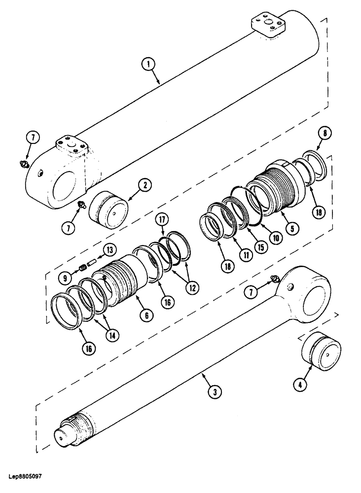 Схема запчастей Case 688 - (8-166) - BOOM CYLINDER, P.I.N. FROM 74123 TO 74485, 11501 TO 11552 (08) - HYDRAULICS