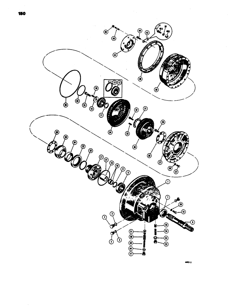 Схема запчастей Case 450 - (150) - D35012 TORQUE CONVERTER, USED BEFORE TRACTOR SN 3039034 (03) - TRANSMISSION