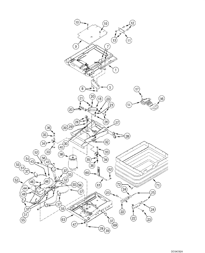 Схема запчастей Case 845 - (09.59[00]) - SEAT ASSY - SUPENSION ASSY (OPTIONAL) (09) - CHASSIS