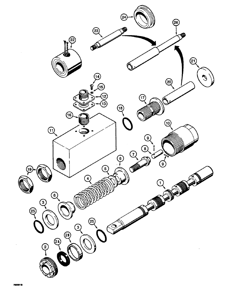 Схема запчастей Case 350B - (222) - N6007 THREE POSITION SPOOL, WITH MAGNETIC DETENT (07) - HYDRAULIC SYSTEM