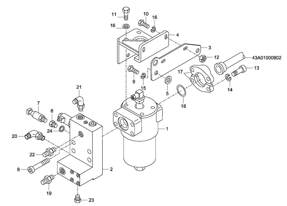 Схема запчастей Case 335 - (43A00010803[001]) - STEERING SYSTEM - OIL FILTER ASSEMBLY (87451603) (09) - Implement / Hydraulics / Frame / Brakes