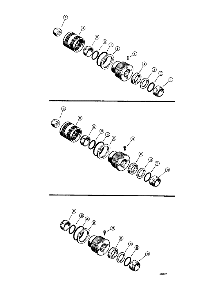 Схема запчастей Case 23 - (104) - CYLINDER PACKING KITS, USED ON D33440 AND D33441 LOADER LIFT CYLINDERS D30128 CYLINDER PACKING KIT 