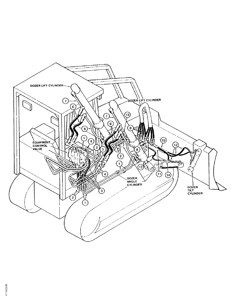 Схема запчастей Case 550 - (1-10) - PICTORIAL INDEX, DOZER LIFT, TILT AND ANGLE HYDRAULIC CIRUITS (00) - PICTORIAL INDEX