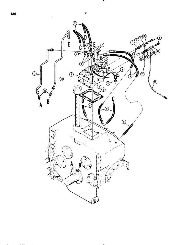 Схема запчастей Case 455B - (120) - TRANSMISSION HYDRAULIC LINES (03) - TRANSMISSION