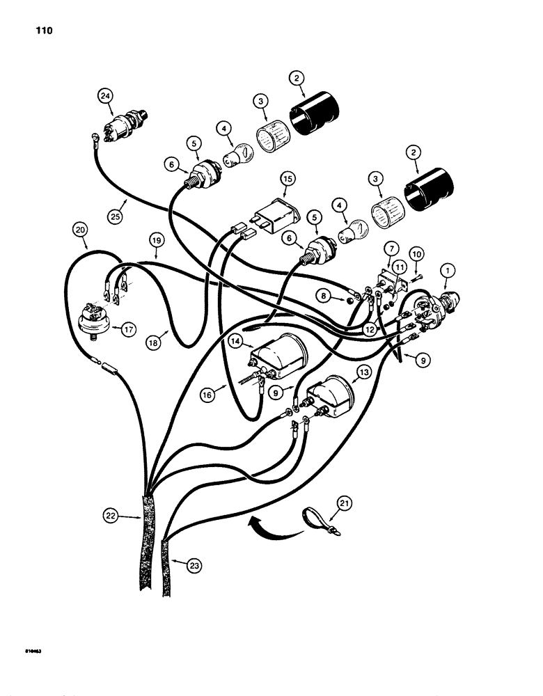 Схема запчастей Case 850B - (110) - INSTRUMENT PANEL WIRING, USED ON TRACTOR SN 7400001 AND AFTER (06) - ELECTRICAL SYSTEMS