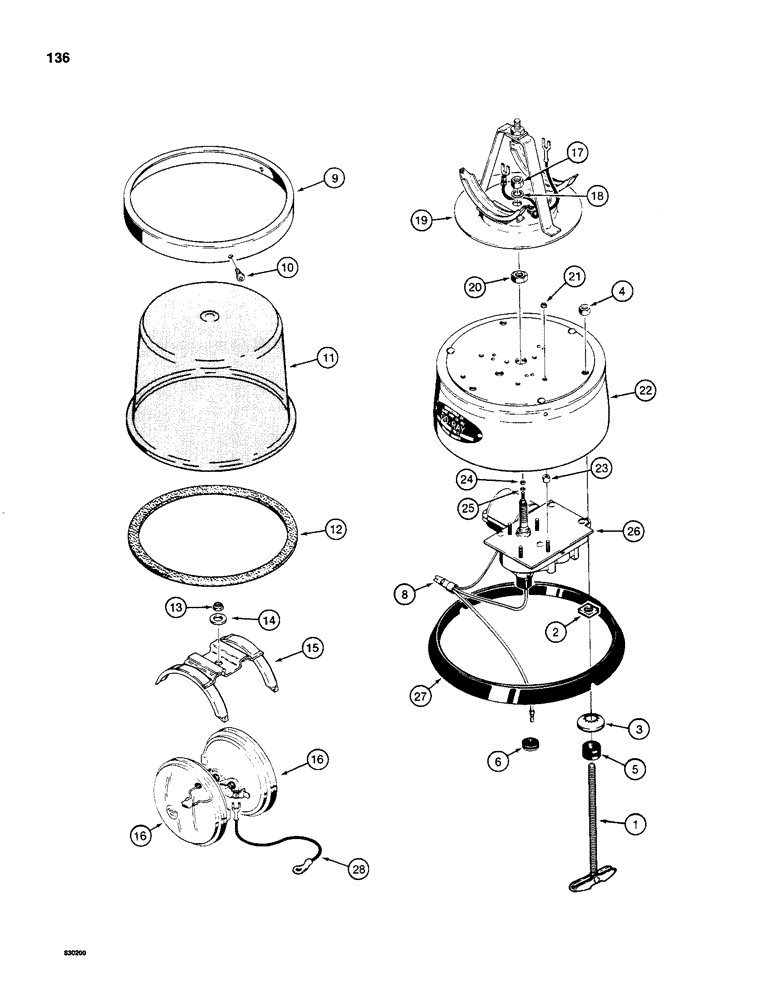 Схема запчастей Case 480C - (136) - ROTATING BEACON (55) - ELECTRICAL SYSTEMS