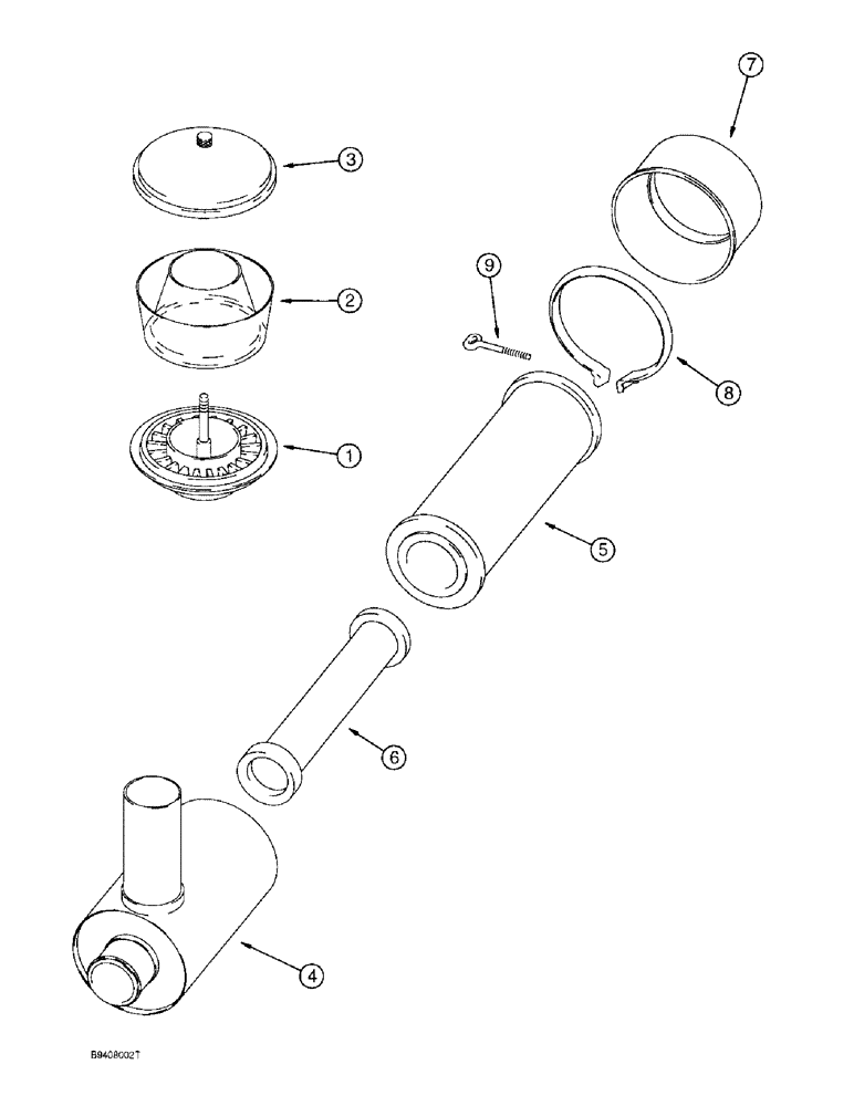 Схема запчастей Case 590SL - (2-08) - AIR CLEANER AND PRECLEANER ASSEMBLIES, PRECLEANER ASSEMBLY (02) - ENGINE