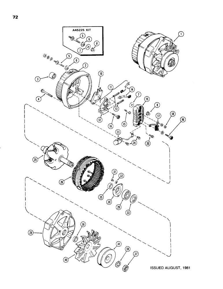 Схема запчастей Case 480C - (072) - A135714 ALTERNATOR, DELCO-REMY NUMBER 1102886, 188 DIESEL ENGINE (55) - ELECTRICAL SYSTEMS