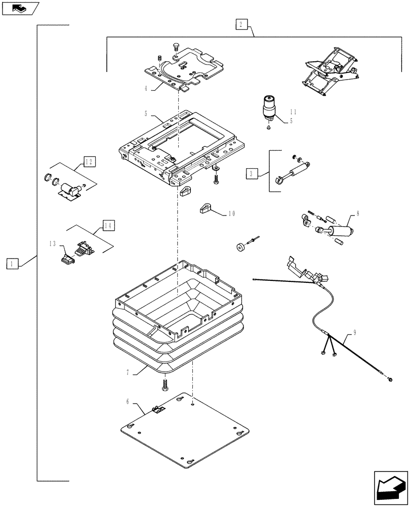 Схема запчастей Case 1121F - (90.120.06) - SEAT ASSY - AIR, SUSPENSION (90) - PLATFORM, CAB, BODYWORK AND DECALS