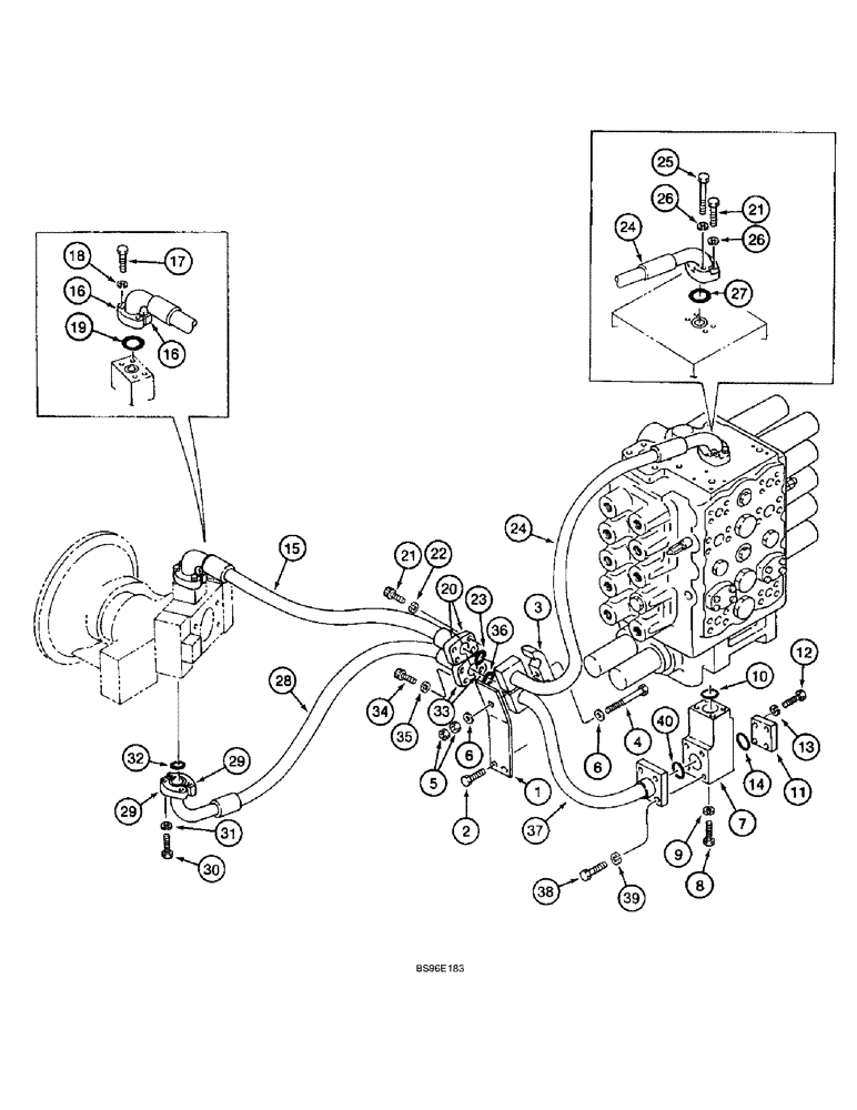 Схема запчастей Case 9060B - (8-012) - CONTROL VALVE SUPPLY LINES (08) - HYDRAULICS