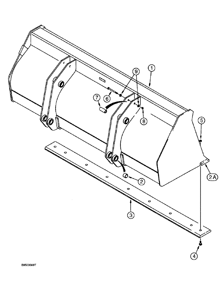 Схема запчастей Case 590L - (9-014) - LOADER LONG LIP BUCKET (09) - CHASSIS/ATTACHMENTS