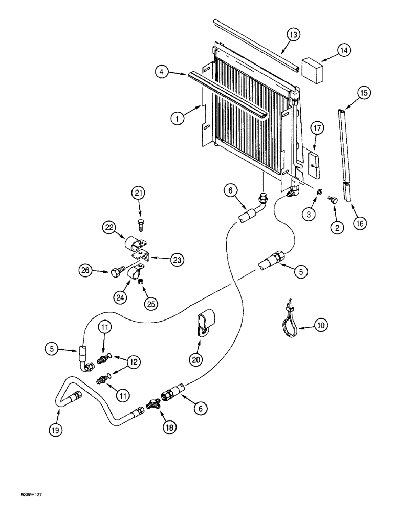 Схема запчастей Case 590SL - (6-022) - TRANS. COOLING SYSTEM, USED W/ 239739A1 HEAVY DUTY RADIATOR ASSY., MODELS W/ POWERSHIFT TRANS. (06) - POWER TRAIN