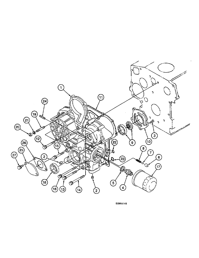 Схема запчастей Case 1825B - (2-12) - FRONT GEAR COVER (02) - ENGINE