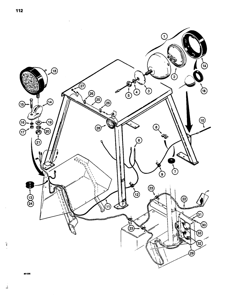 Схема запчастей Case 480LL - (112) - TRACTOR LAMP ELECTRICAL CIRCUIT, WITH CANOPY (55) - ELECTRICAL SYSTEMS