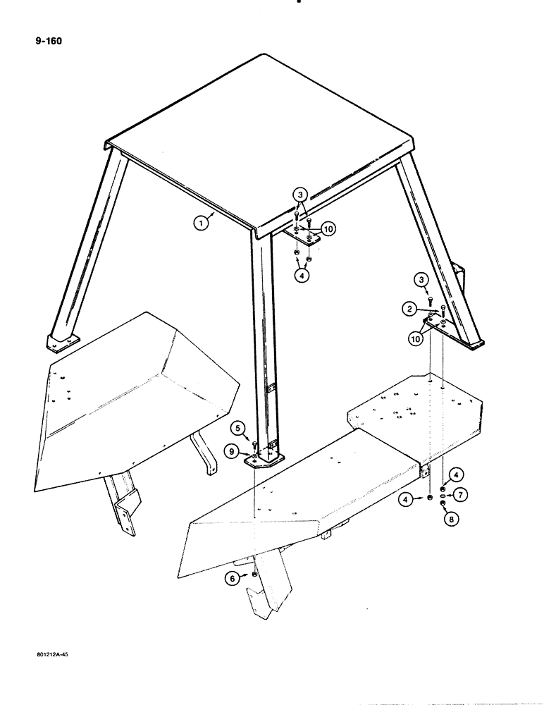 Схема запчастей Case 480E - (9-160) - ROPS CANOPY, 480E MODELS ONLY (09) - CHASSIS/ATTACHMENTS