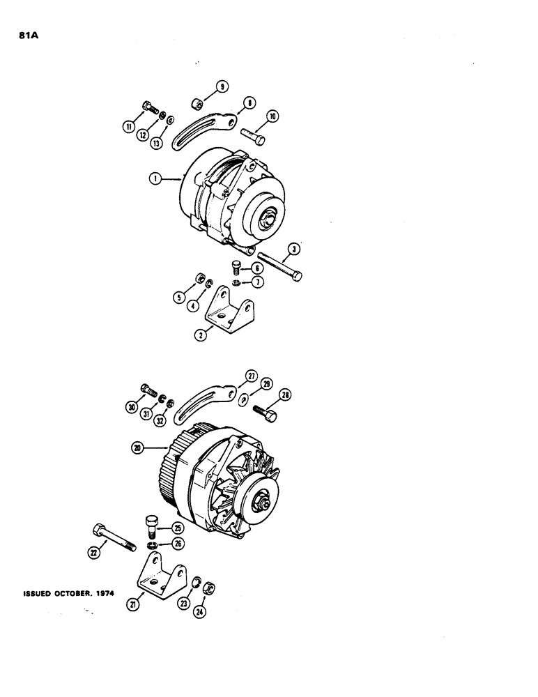 Схема запчастей Case 480B - (081A) - ALTERNATOR MOUNTING, (188) DIESEL ENGINE 