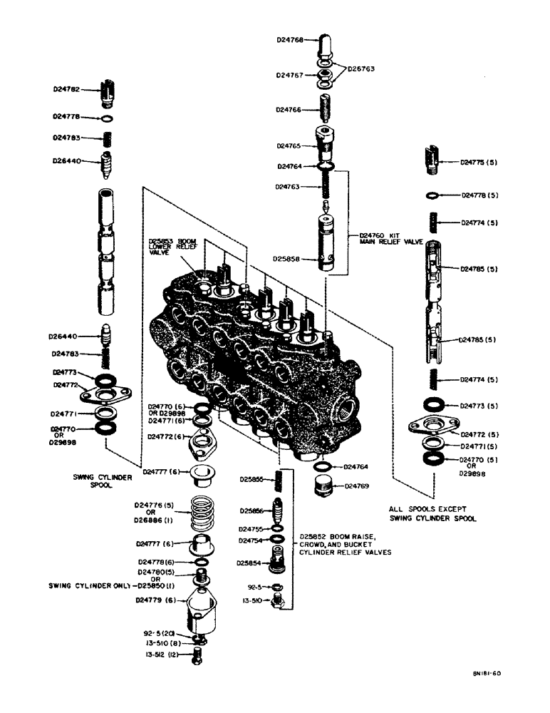 Схема запчастей Case 31 - (070) - D24490 AND D26509 HYDRAULIC CONTROL VALVES 