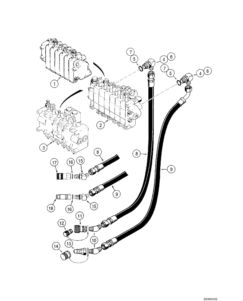 Схема запчастей Case 1845C - (08-30) - HYDRAULIC SYSTEM - BACKHOE SUPPLY AND RETURN (NORTH AMERICA), D100, D100XR (08) - HYDRAULICS