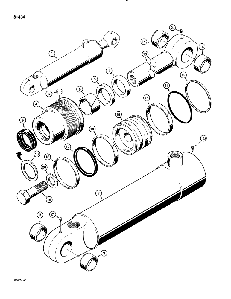 Схема запчастей Case 580K - (08-434) - G101189 THREE-POINT HITCH LIFT CYLINDER (08) - HYDRAULICS