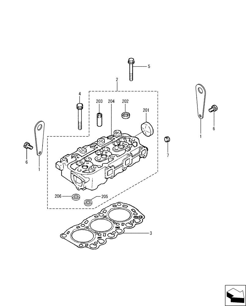 Схема запчастей Case CX17B - (08-001) - CYLINDER HEAD (10) - ENGINE