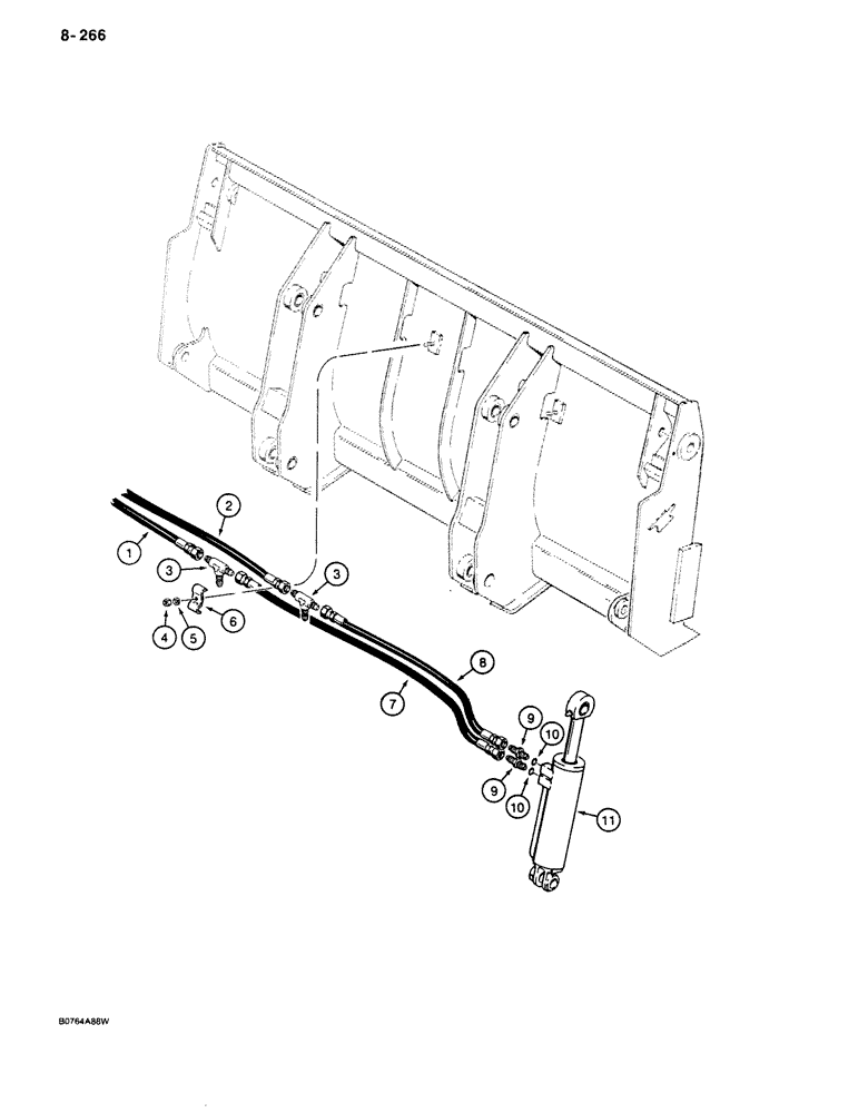 Схема запчастей Case 680K - (8-266) - LOADER CLAM CYLINDER HYDRAULIC CIRCUIT, FOR D139473 1-1/2 CUBIC YARD BUCKET (08) - HYDRAULICS