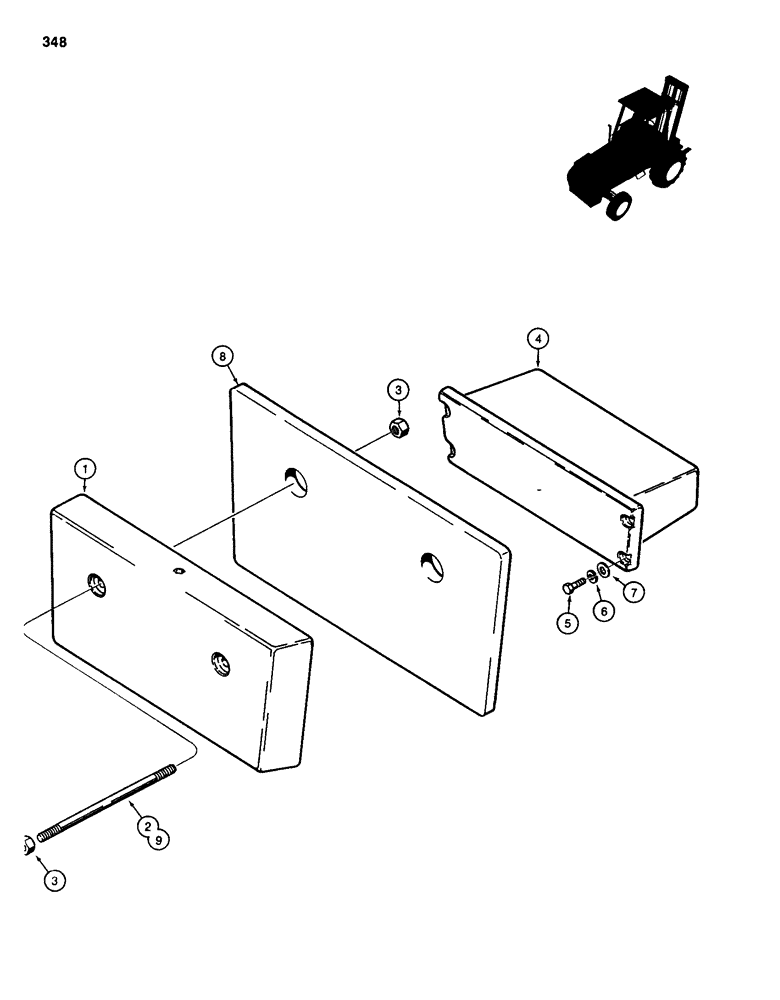 Схема запчастей Case 586D - (348) - REAR COUNTERWEIGHTS (39) - FRAMES AND BALLASTING