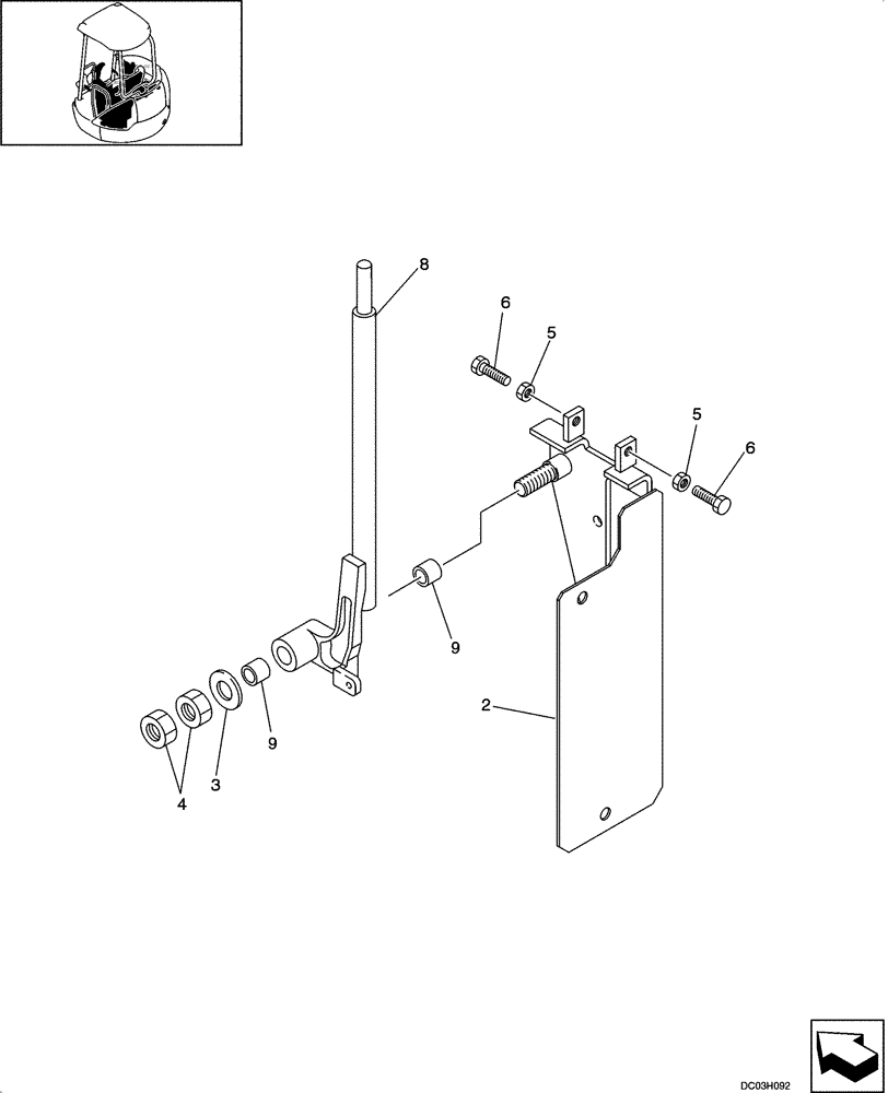 Схема запчастей Case CX25 - (09-30[00]) - LEVER ASSY - CAB (09) - CHASSIS/ATTACHMENTS